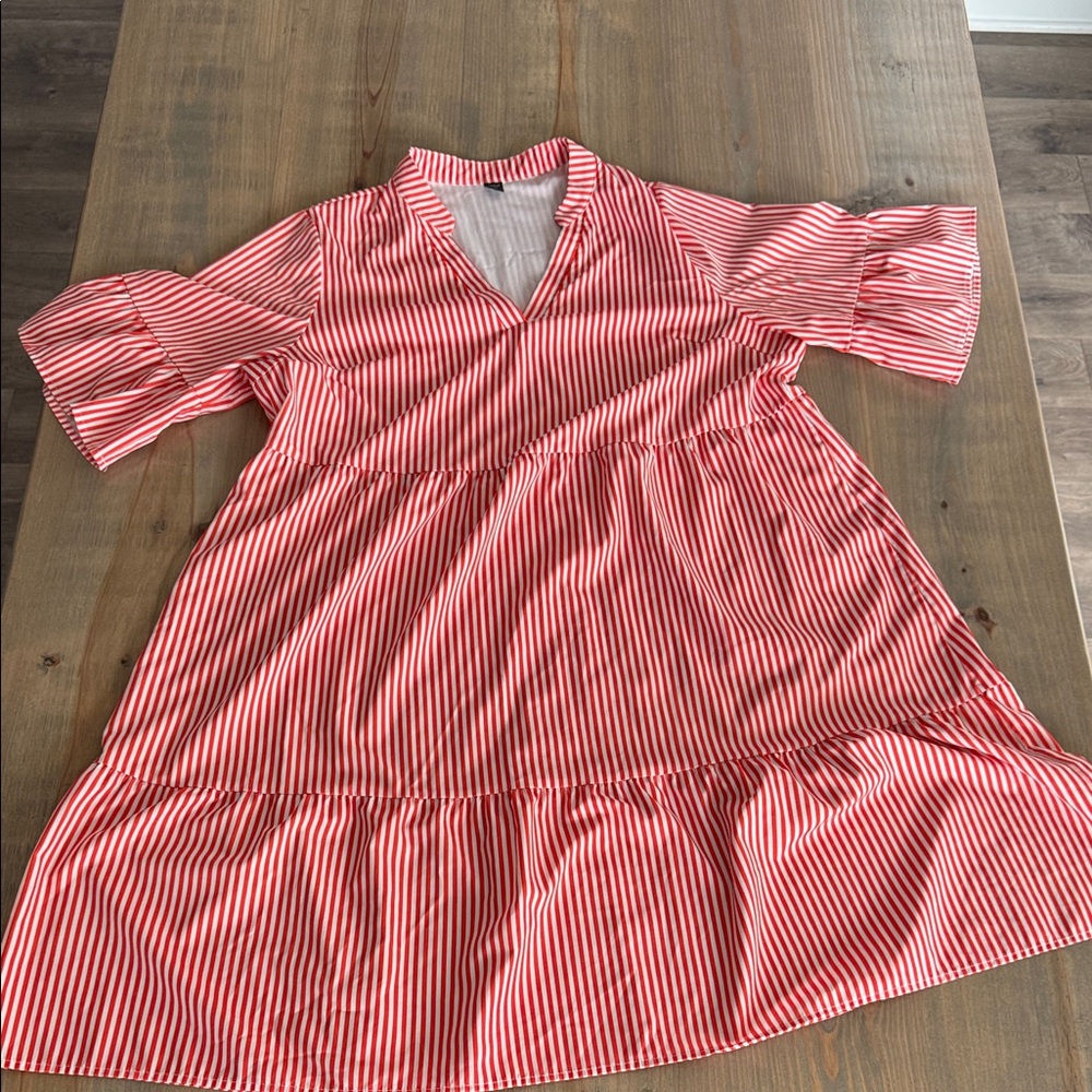 SHEIN Orange and White Striped Dress